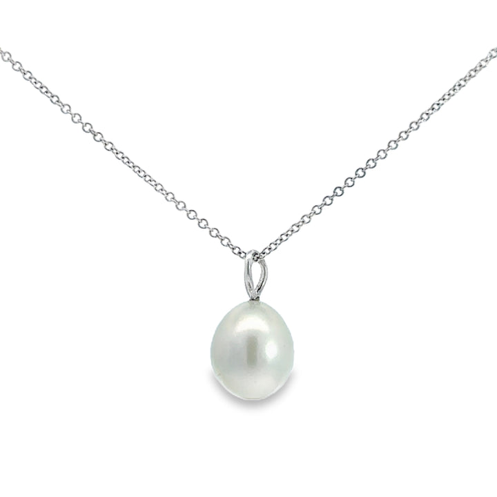 0.01 CTW Diamond Pearl Pendant Necklace 18K White Gold
