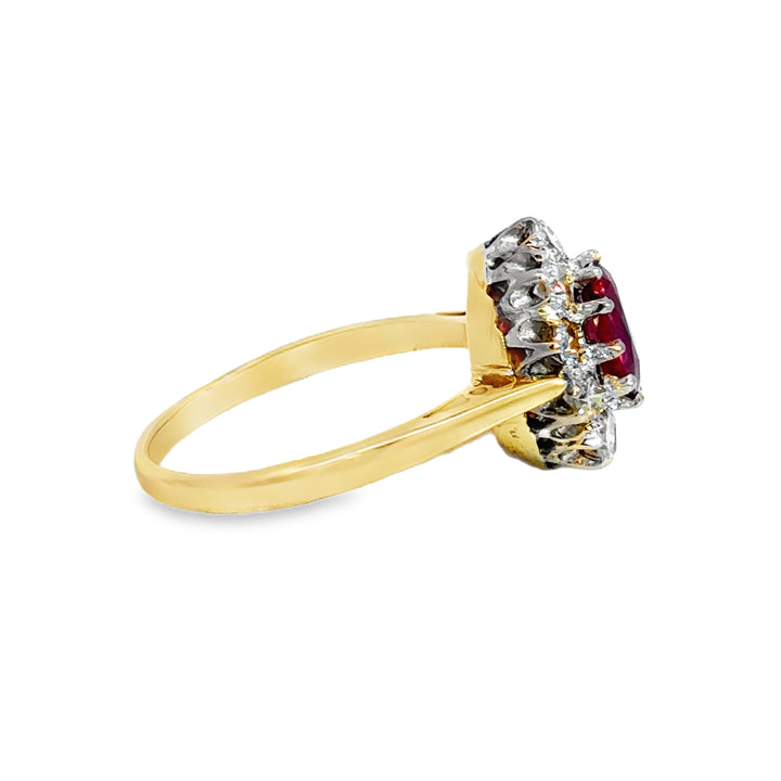 Vintage Ruby and Diamond Ring 0.60 CTW Diamonds 18K Yellow Gold