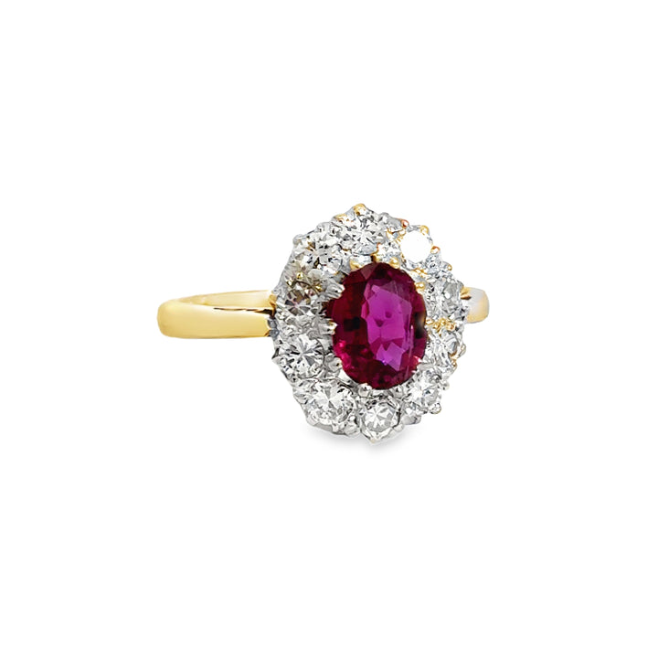Vintage Ruby and Diamond Ring 0.60 CTW Diamonds 18K Yellow Gold