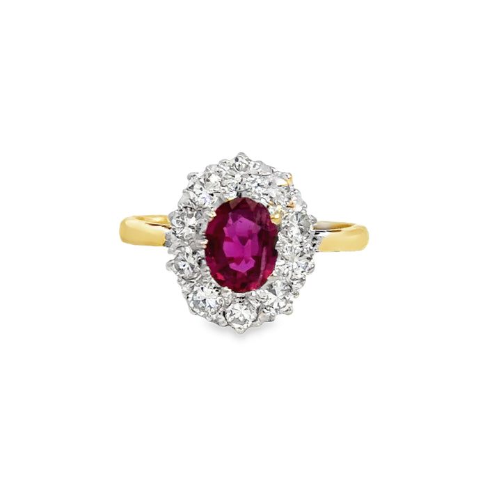 Vintage Ruby and Diamond Ring 0.60 CTW Diamonds 18K Yellow Gold