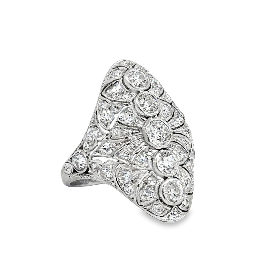 2.00 CTW Diamond Vintage Ring Platinum