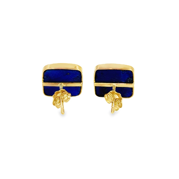 Lapis Stud Earrings 14K Yellow Gold