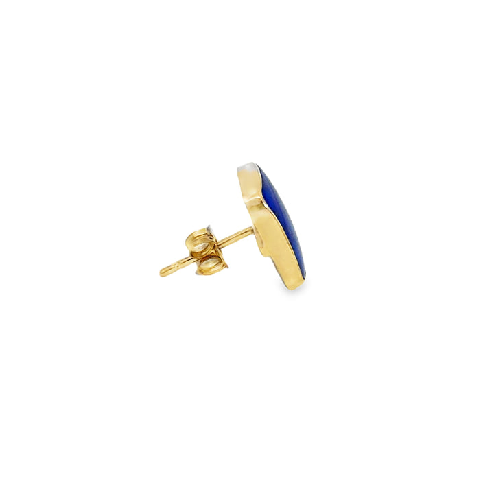 Lapis Stud Earrings 14K Yellow Gold