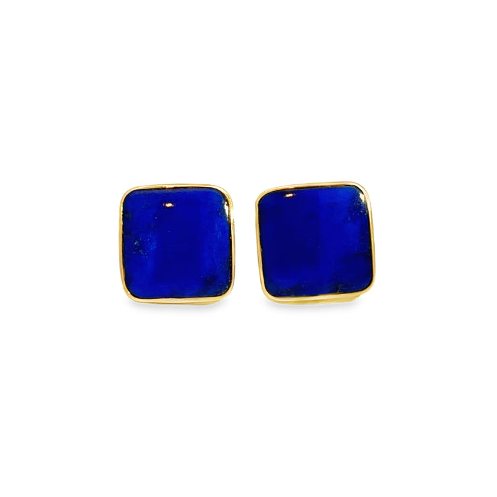 Lapis Stud Earrings 14K Yellow Gold