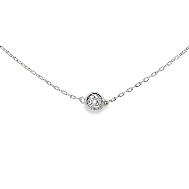 0.14 CT Diamond Bezel Station Necklace 14K White Gold