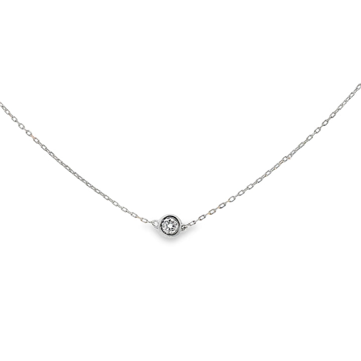 0.14 CT Diamond Bezel Station Necklace 14K White Gold