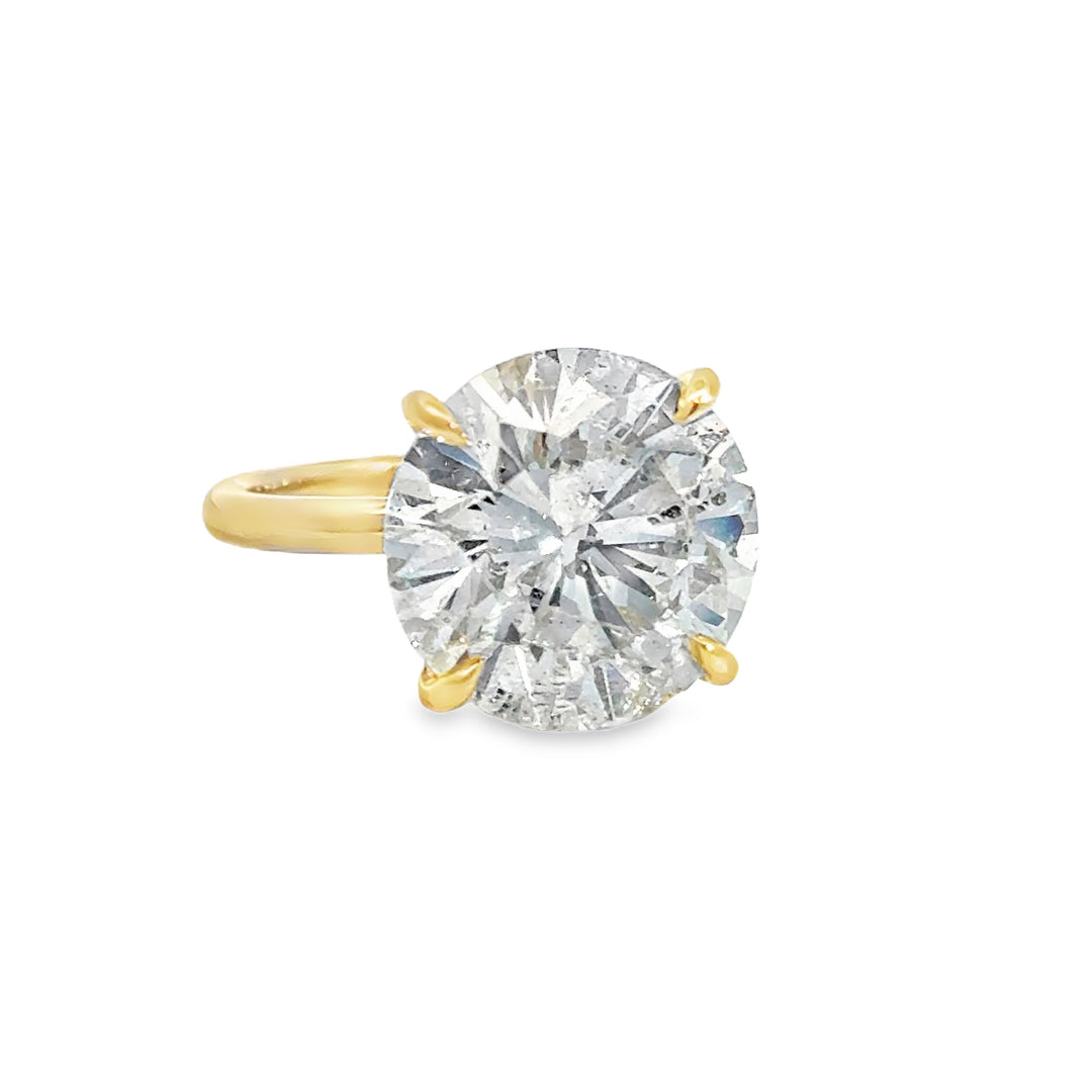 12.43 CT Diamond 14K Yellow Gold Engagement Ring