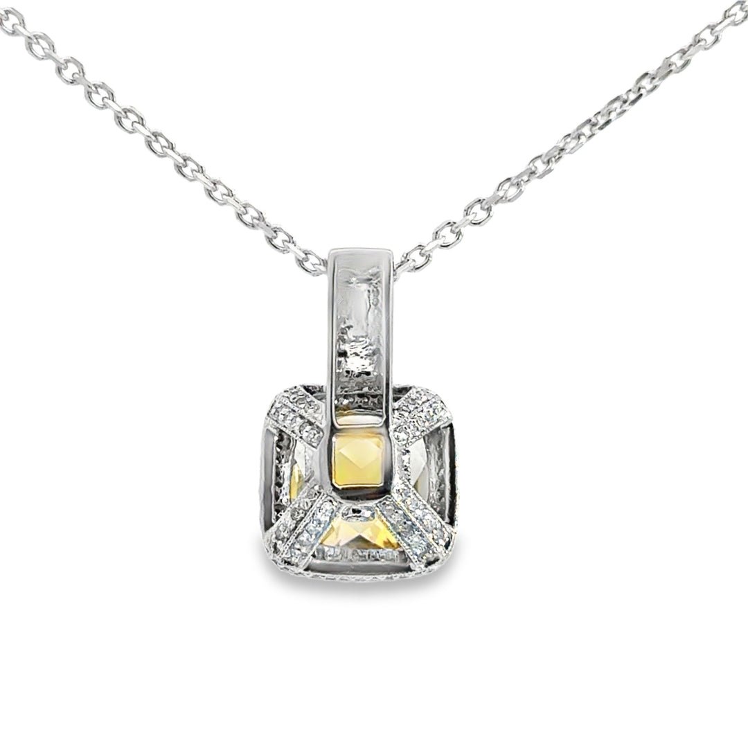 0.35 CTW Diamond Citrine 14K White Gold Necklace