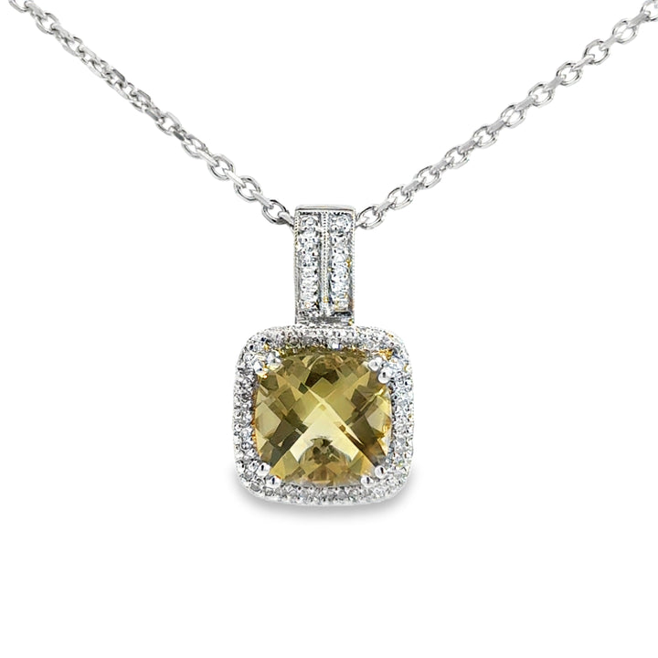0.35 CTW Diamond Citrine 14K White Gold Necklace