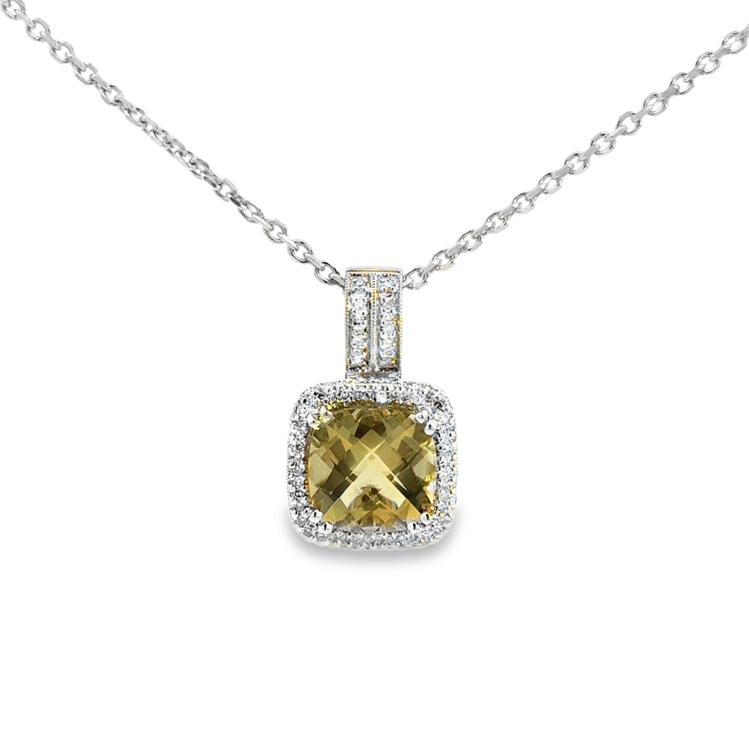 0.35 CTW Diamond Citrine 14K White Gold Necklace