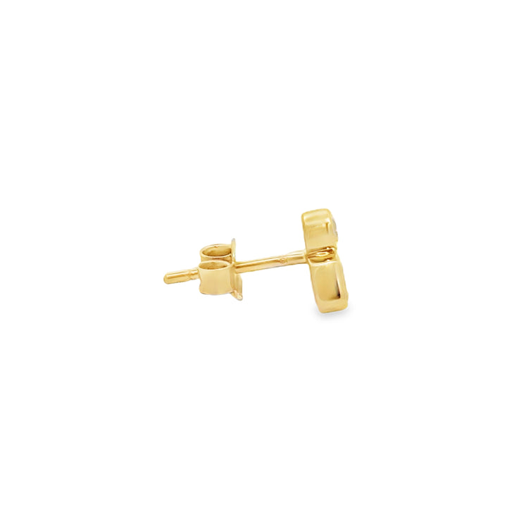 0.45 CTW Round & Emerald Cut Diamond Bezel Set Stud Earrings