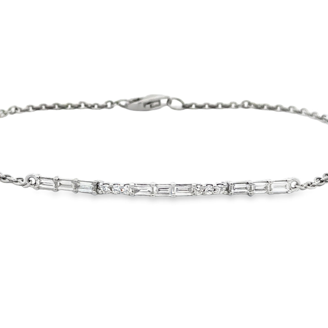 0.40 CTW Diamond Baguette and Round Bracelet 14K White Gold