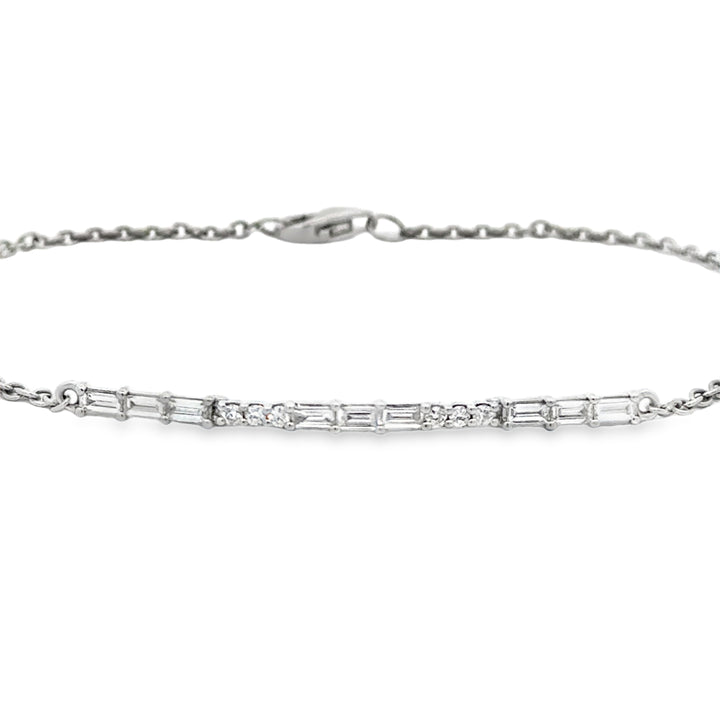0.40 CTW Diamond Baguette and Round Bracelet 14K White Gold