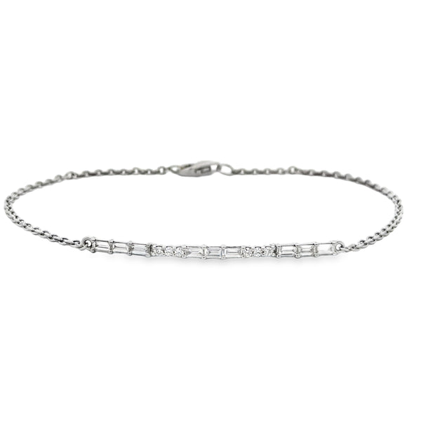 0.40 CTW Diamond Baguette and Round Bracelet 14K White Gold
