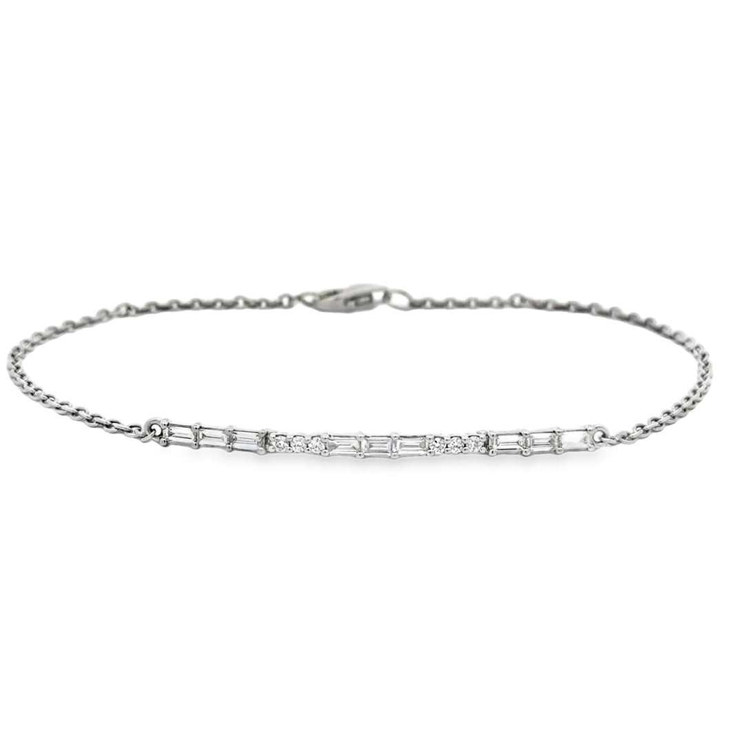 0.40 CTW Diamond Baguette and Round Bracelet 14K White Gold