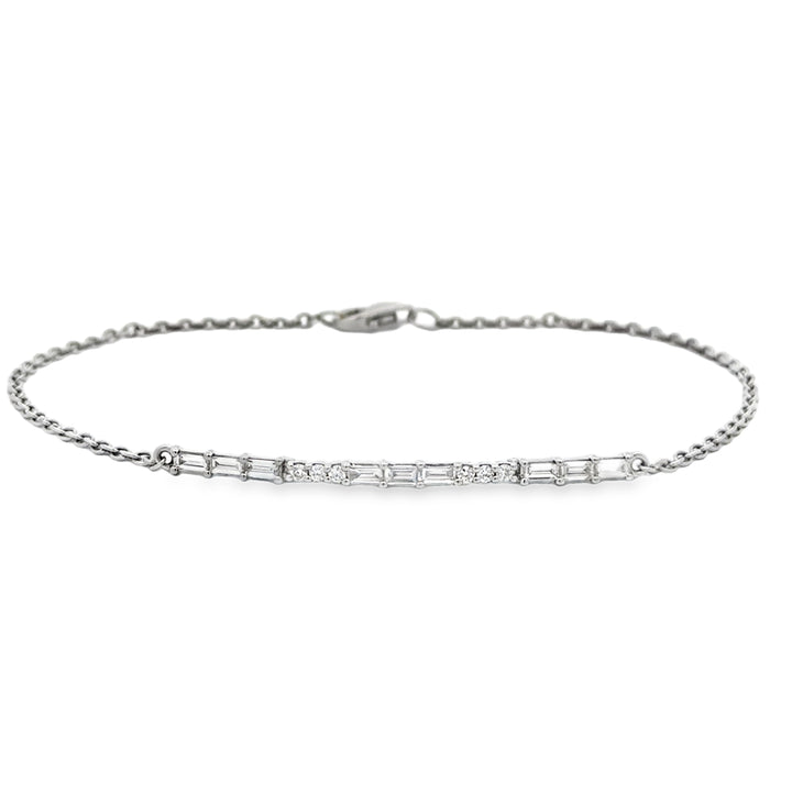0.40 CTW Diamond Baguette and Round Bracelet 14K White Gold