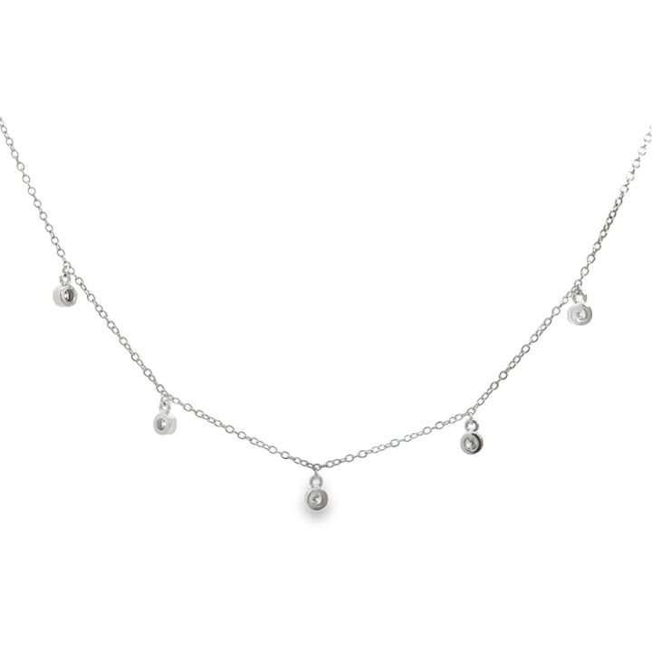 0.40 CTW Diamond 14K White Gold Drop Chain Necklace