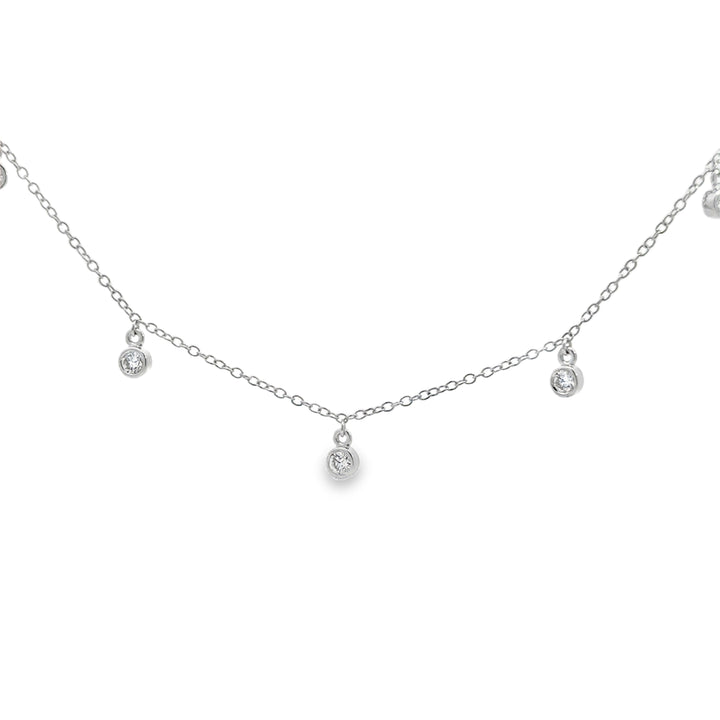 0.40 CTW Diamond 14K White Gold Drop Chain Necklace