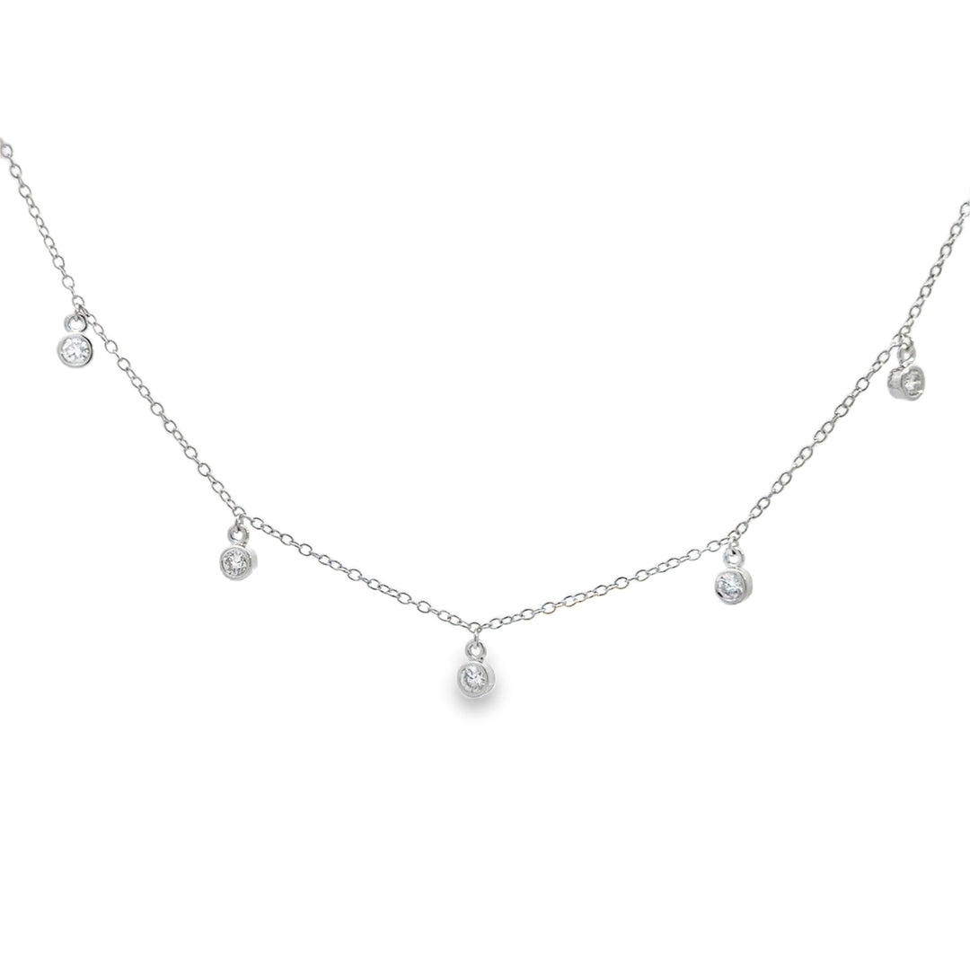 0.40 CTW Diamond 14K White Gold Drop Chain Necklace