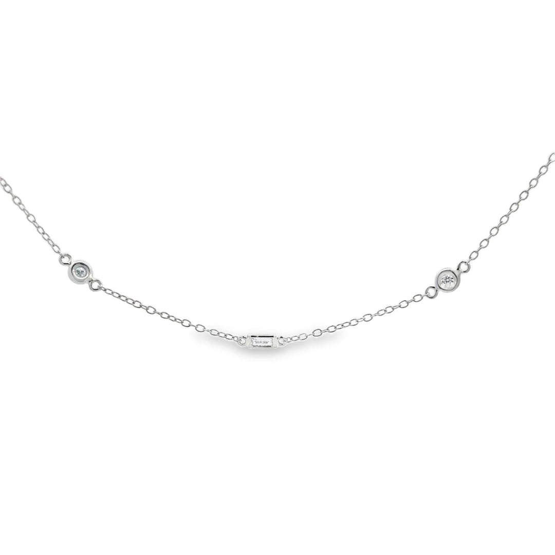 0.50 CTW Baguette &amp; Round Diamond Chain Necklace