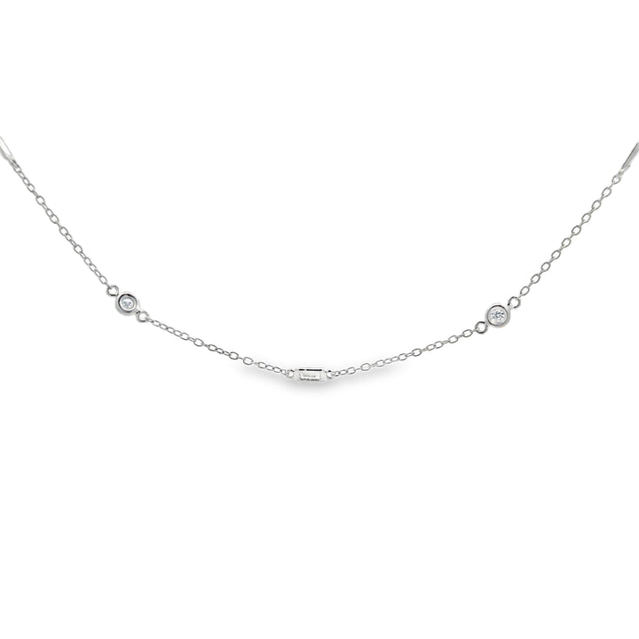 0.50 CTW Baguette &amp; Round Diamond Chain Necklace