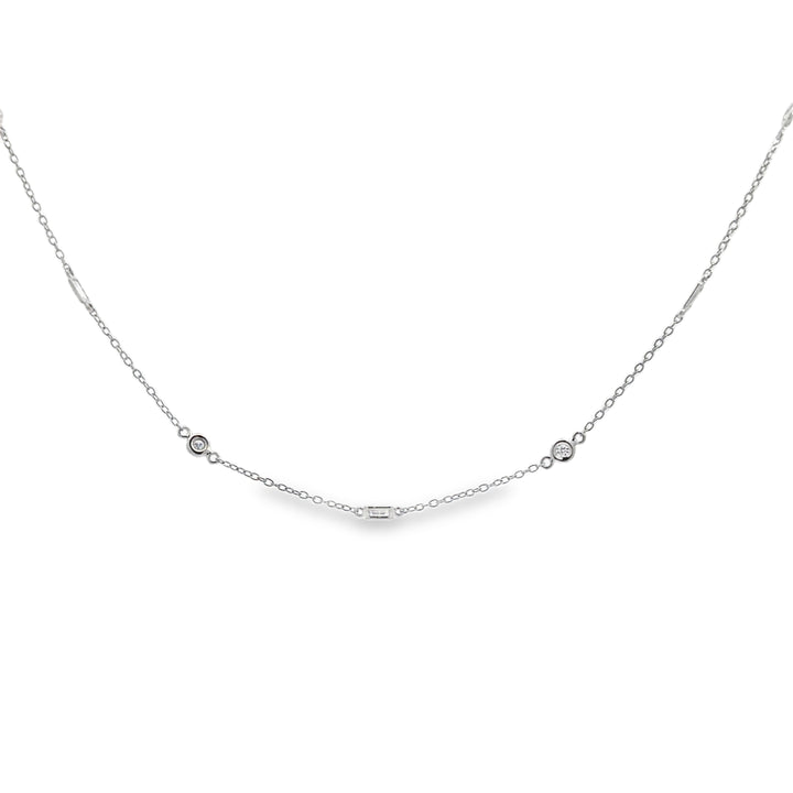 0.50 CTW Baguette &amp; Round Diamond Chain Necklace