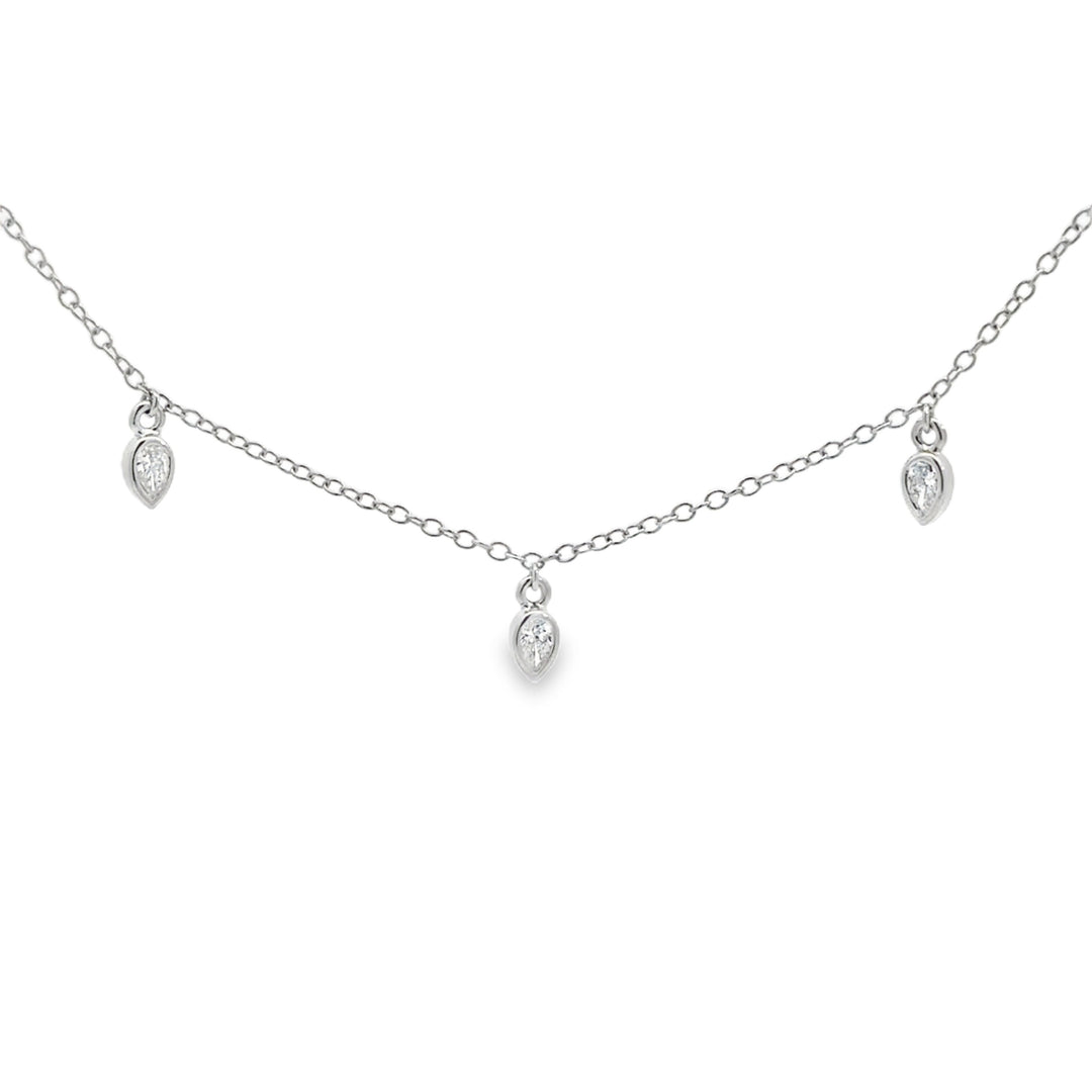 0.35 CTW Diamond Pear Shape Drop Necklace in 14K White Gold