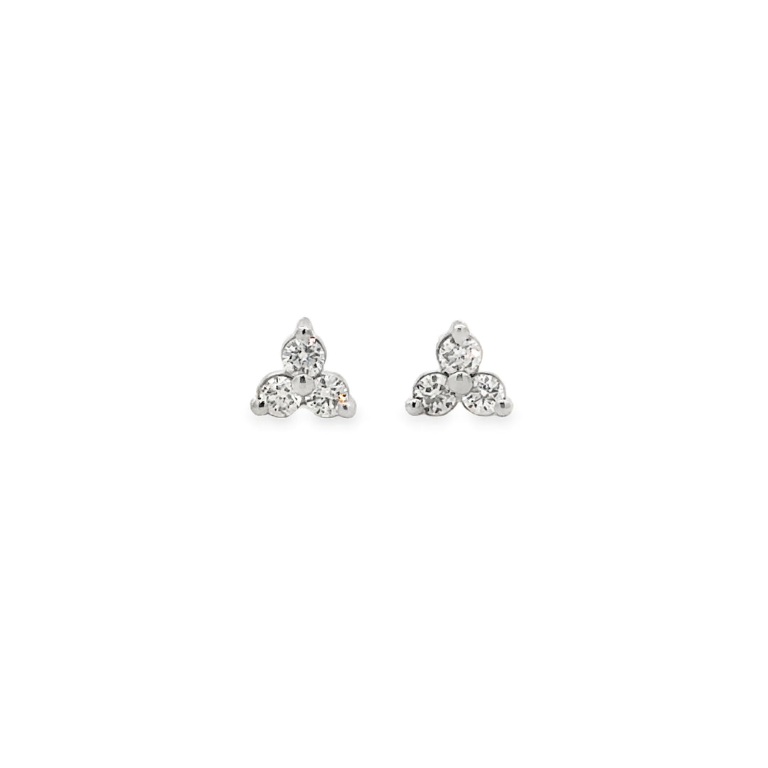 0.20 CTW Triple Diamond 14K White Gold Diamond Stud Earrings