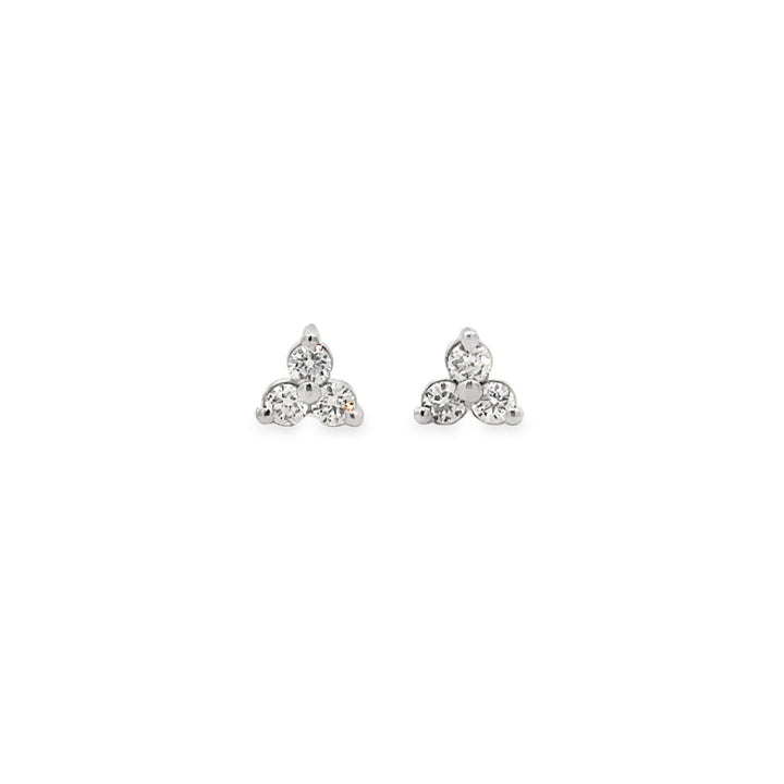 0.20 CTW Triple Diamond 14K White Gold Diamond Stud Earrings