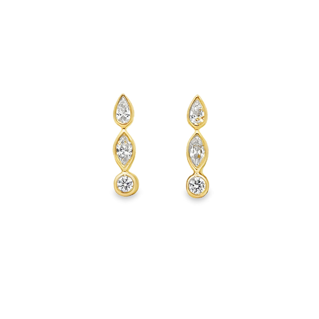 0.38 CTW Diamond 14K Yellow Gold Elongated Stud Earrings