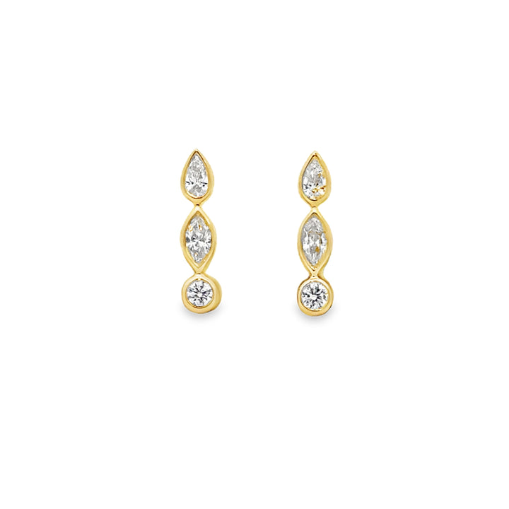 0.38 CTW Diamond 14K Yellow Gold Elongated Stud Earrings