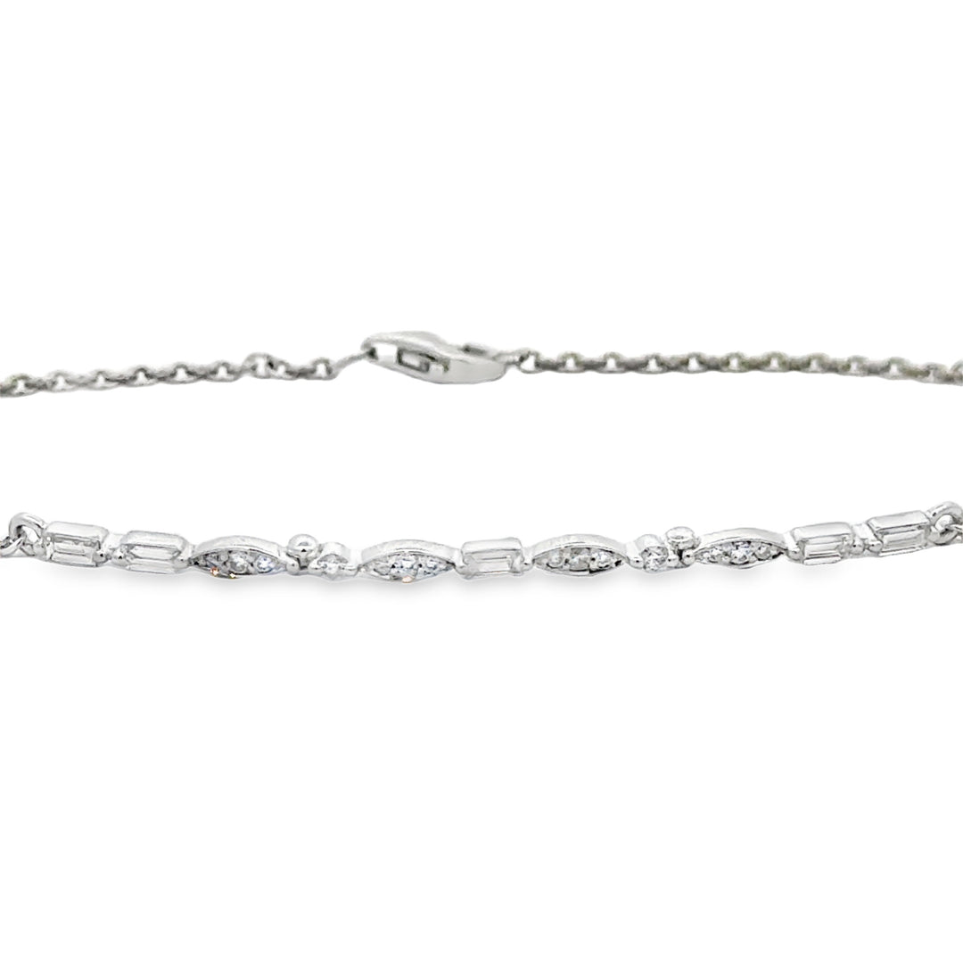 Diamond Multi Shape Chain Bracelet .30 CTW 14K White Gold