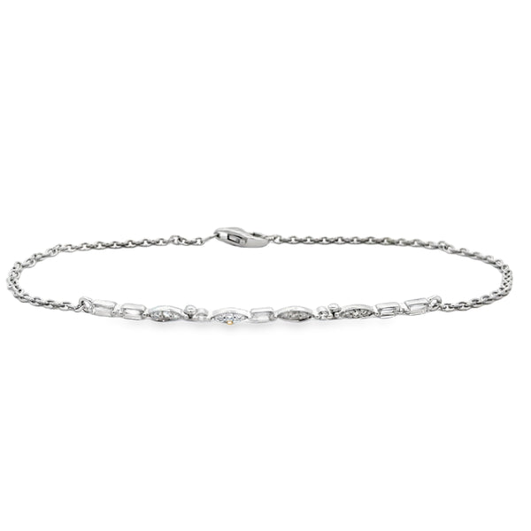 Diamond Multi Shape Chain Bracelet 0.30 CTW 14K White Gold
