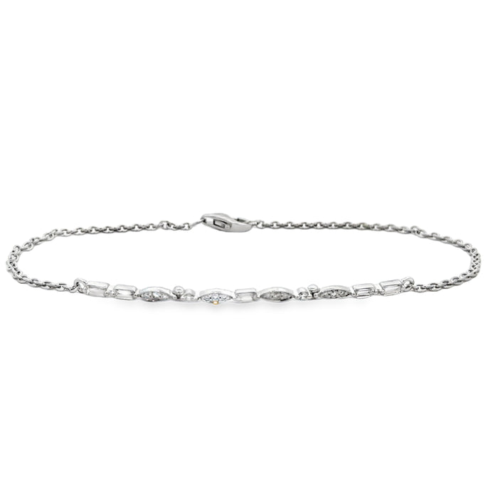 Diamond Multi Shape Chain Bracelet 0.30 CTW 14K White Gold