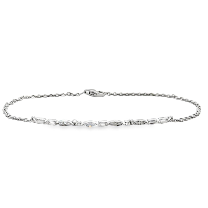Diamond Multi Shape Chain Bracelet .30 CTW 14K White Gold