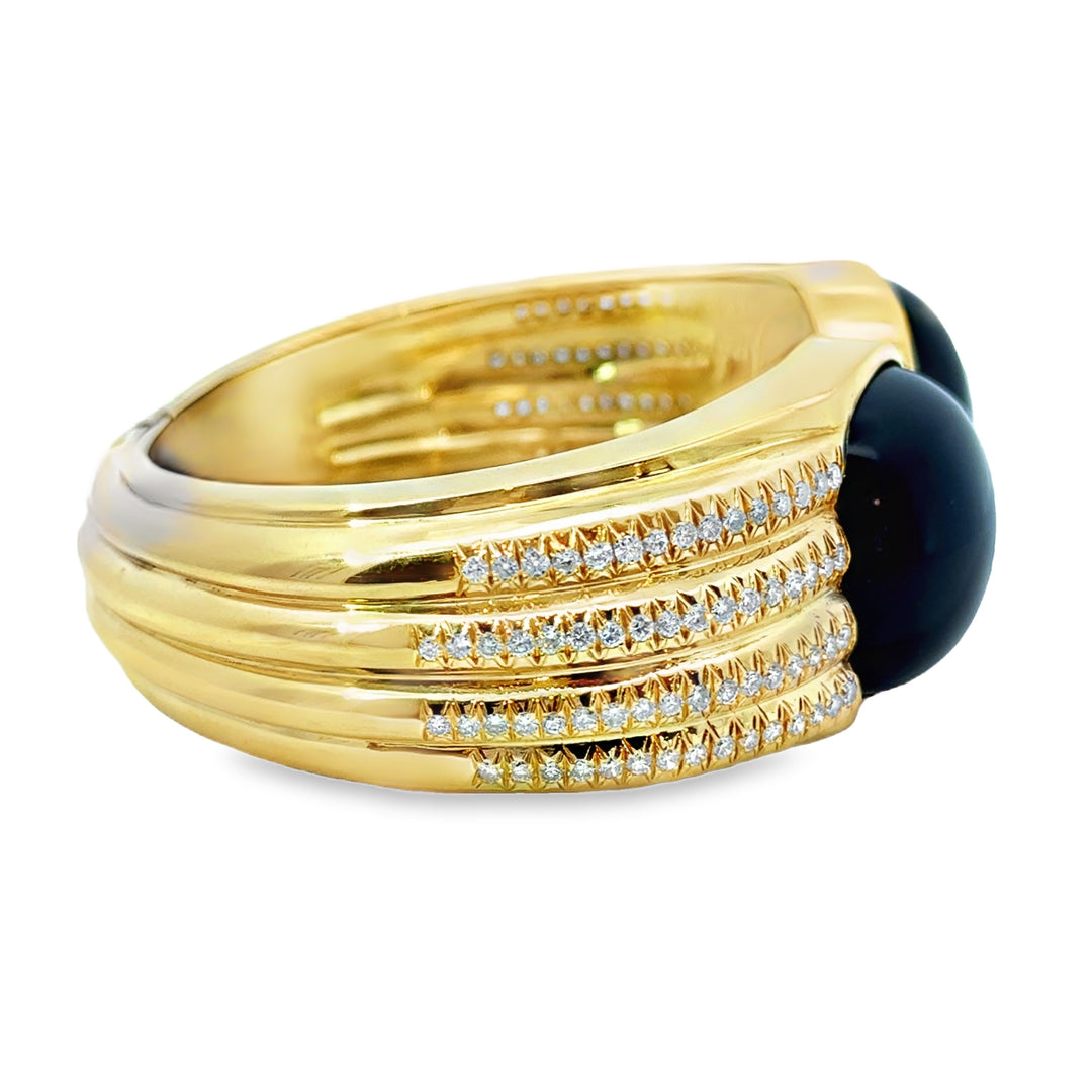 Pre-Owned David Webb Approx. 2.00 CTW Diamond Onyx 18K Yellow Gold Bracelet