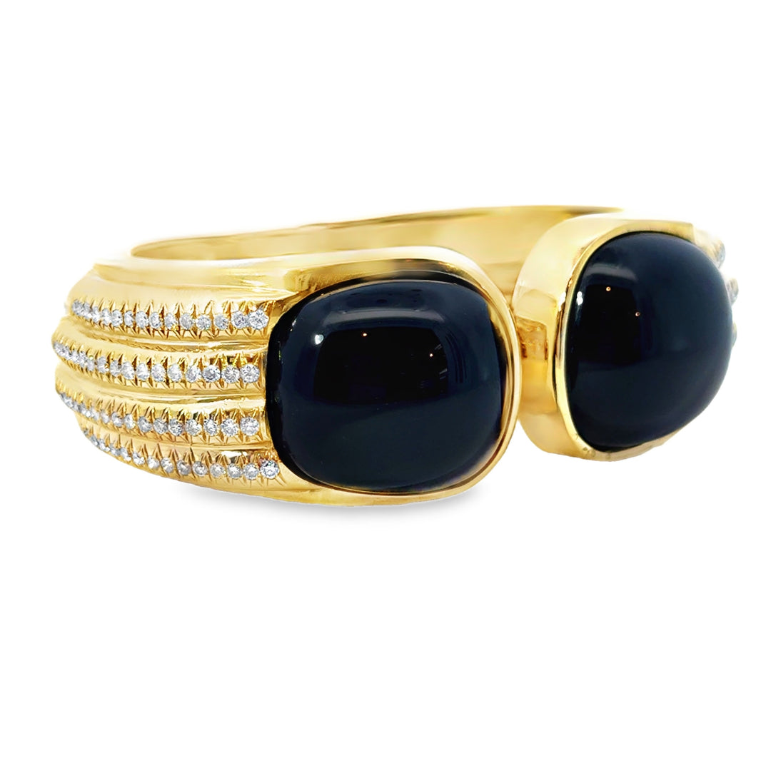 Pre-Owned David Webb Approx. 2.00 CTW Diamond Onyx 18K Yellow Gold Bracelet