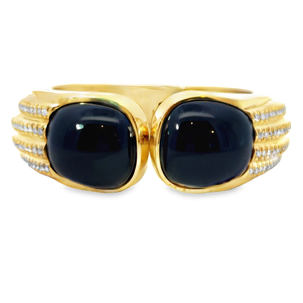 Pre-Owned David Webb Approx. 2.00 CTW Diamond Onyx 18K Yellow Gold Bracelet