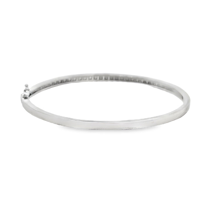 0.80 CTW Diamond 18K White Gold Bangle Bracelet