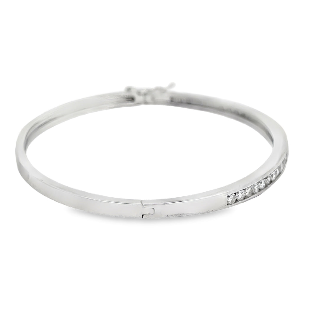 0.80 CTW Diamond 18K White Gold Bangle Bracelet