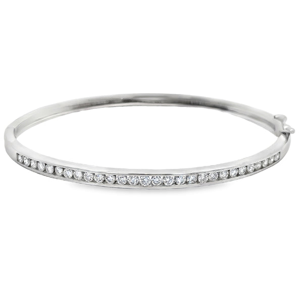 0.80 CTW Diamond 18K White Gold Bangle Bracelet