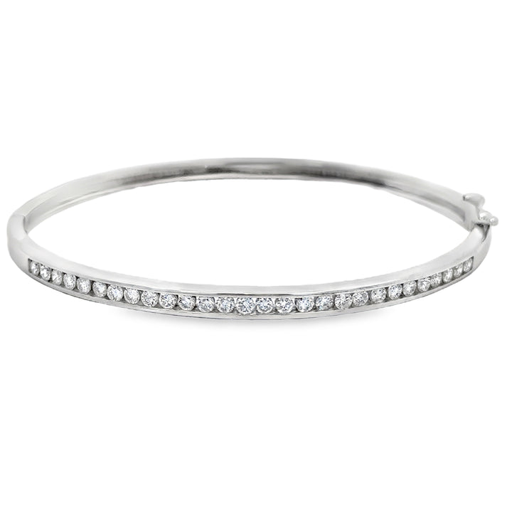 0.80 CTW Diamond 18K White Gold Bangle Bracelet