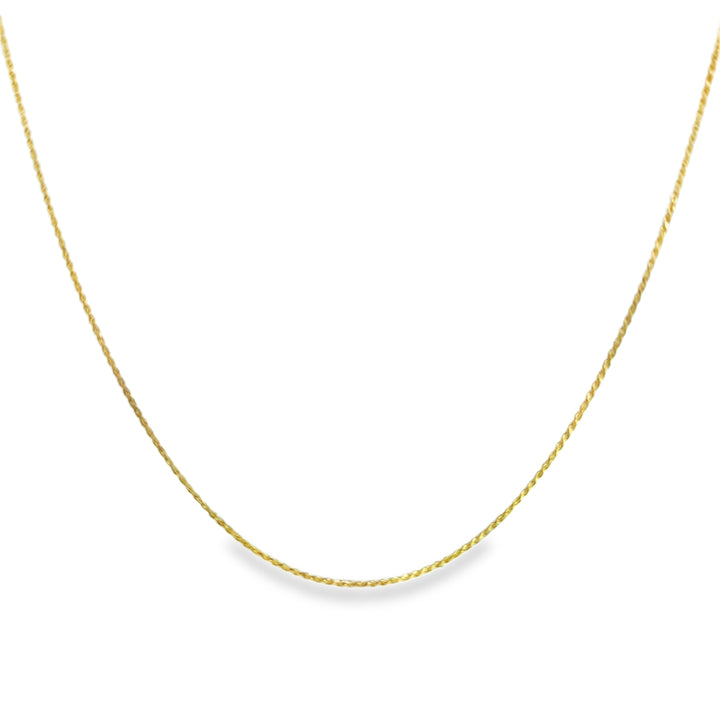14K Yellow Gold 1.05mm Diamond Cut Rope Chain Necklace