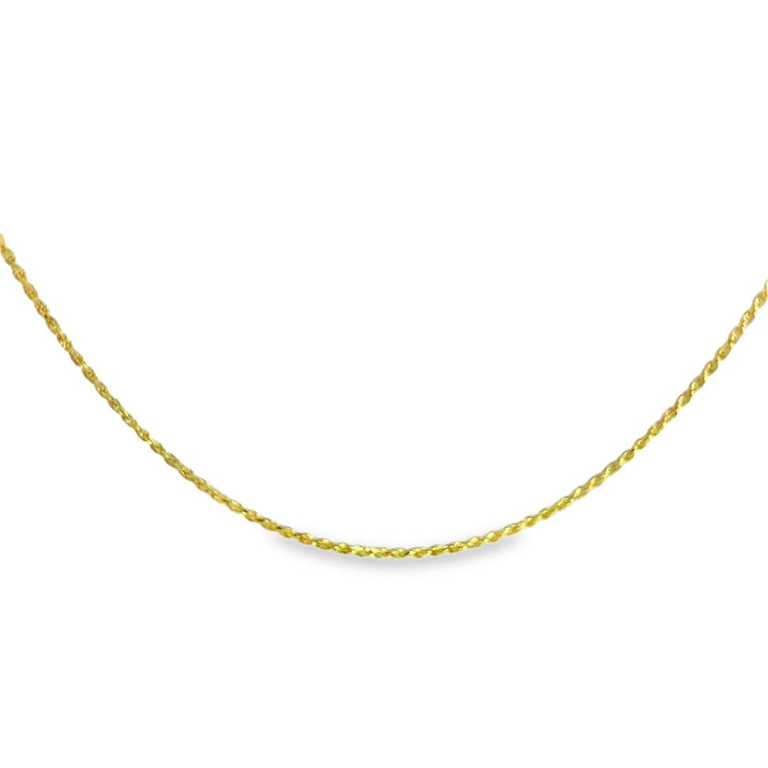 14K Yellow Gold 1.05mm Diamond Cut Rope Chain Necklace