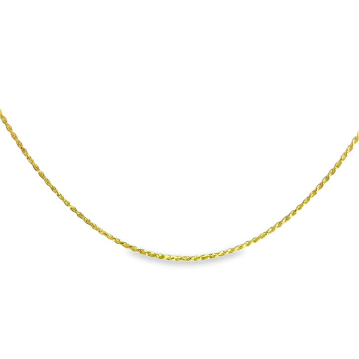 14K Yellow Gold 1.05mm Diamond Cut Rope Chain Necklace