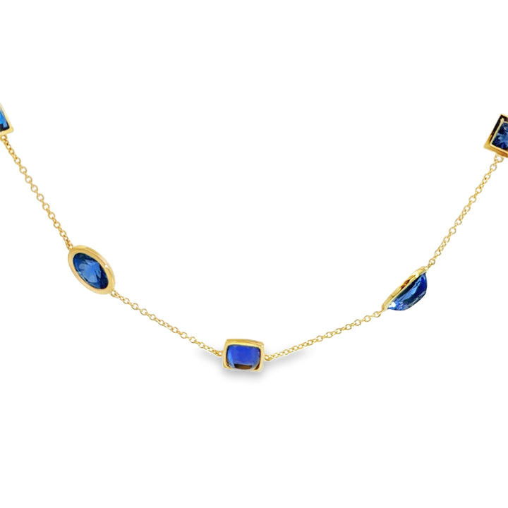 14K Yellow Gold Sapphire Station Necklace