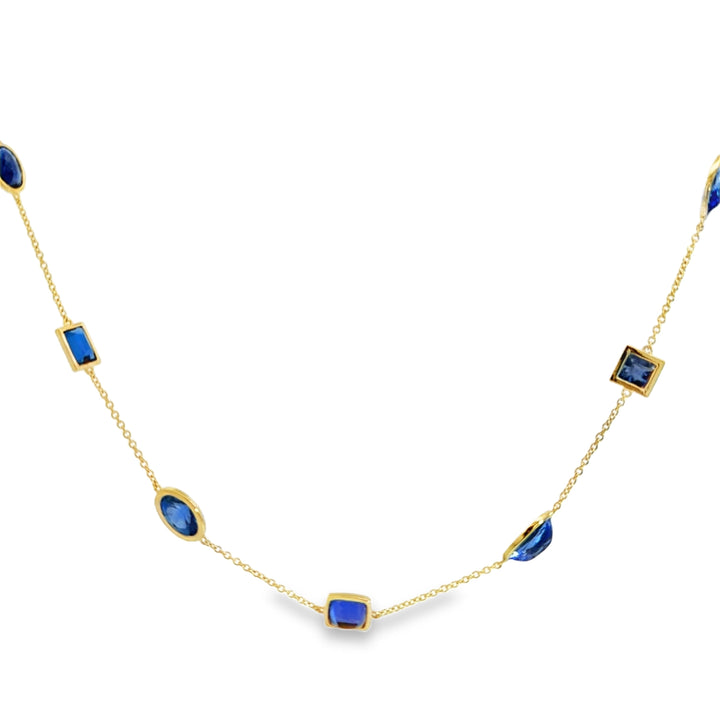 14K Yellow Gold Sapphire Station Necklace