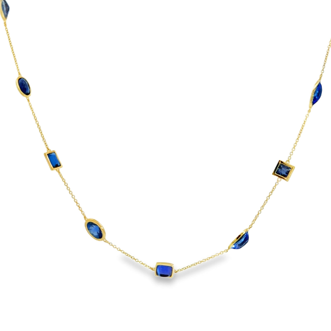 14K Yellow Gold Sapphire Station Necklace