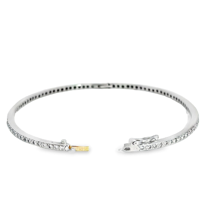 14K White Gold 0.60 CTW Diamond Hinged Bangle Bracelet