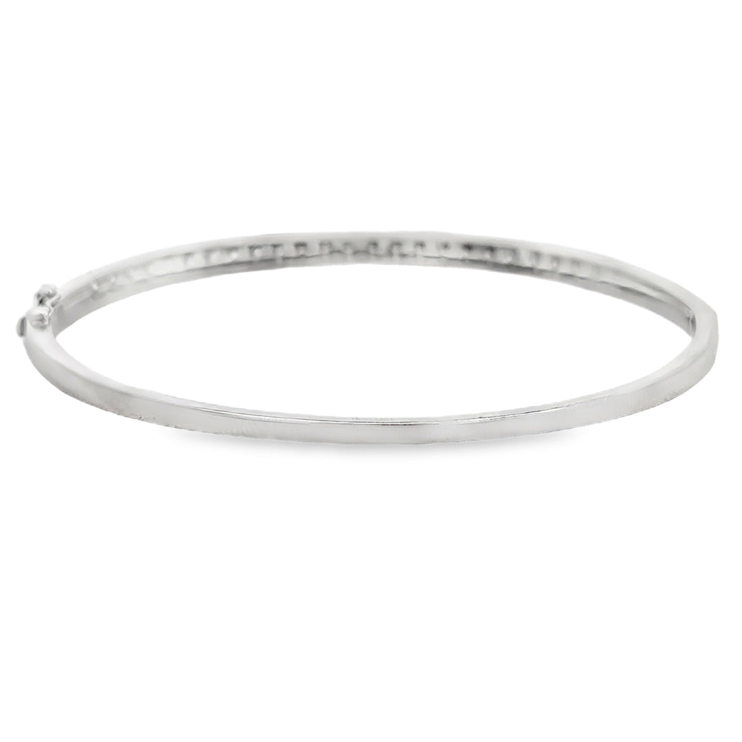 14K White Gold 0.75 CTW Diamond Hinged Bangle Bracelet